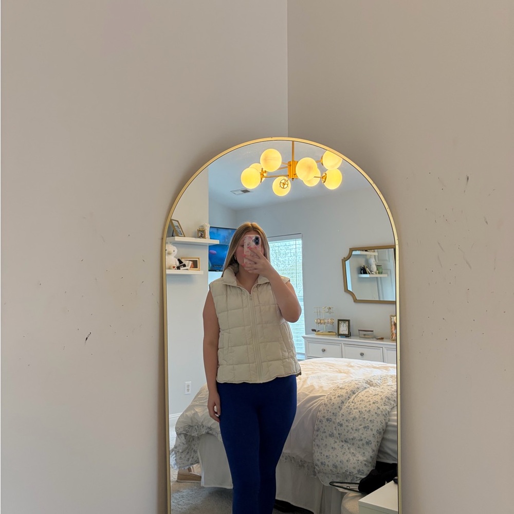 Cream Quilted Puffer Vest - Sleeveless Hooded Outerwear